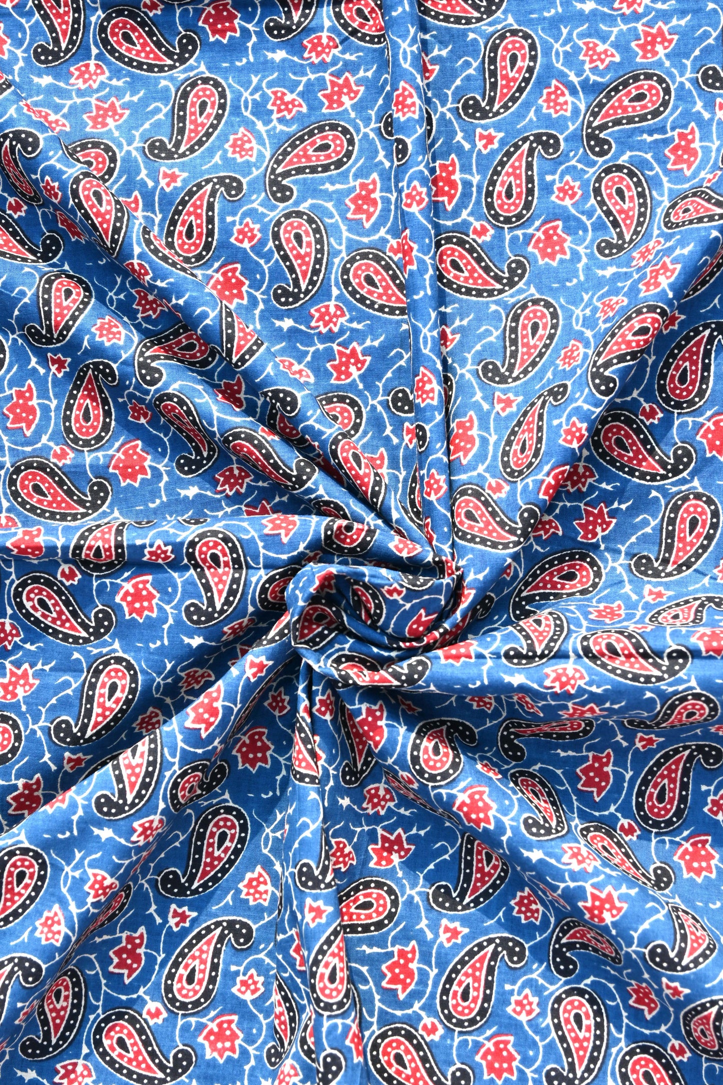 Sanganeri Blue Floral Print Pure Cotton Printed unstitched Fabric