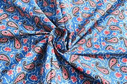 Sanganeri Blue Floral Print Pure Cotton Printed unstitched Fabric