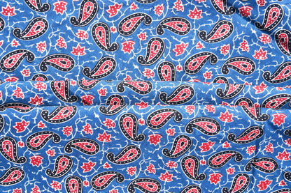 Sanganeri Blue Floral Print Pure Cotton Printed unstitched Fabric