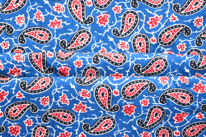 Sanganeri Blue Floral Print Pure Cotton Printed unstitched Fabric