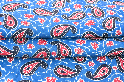 Sanganeri Blue Floral Print Pure Cotton Printed unstitched Fabric