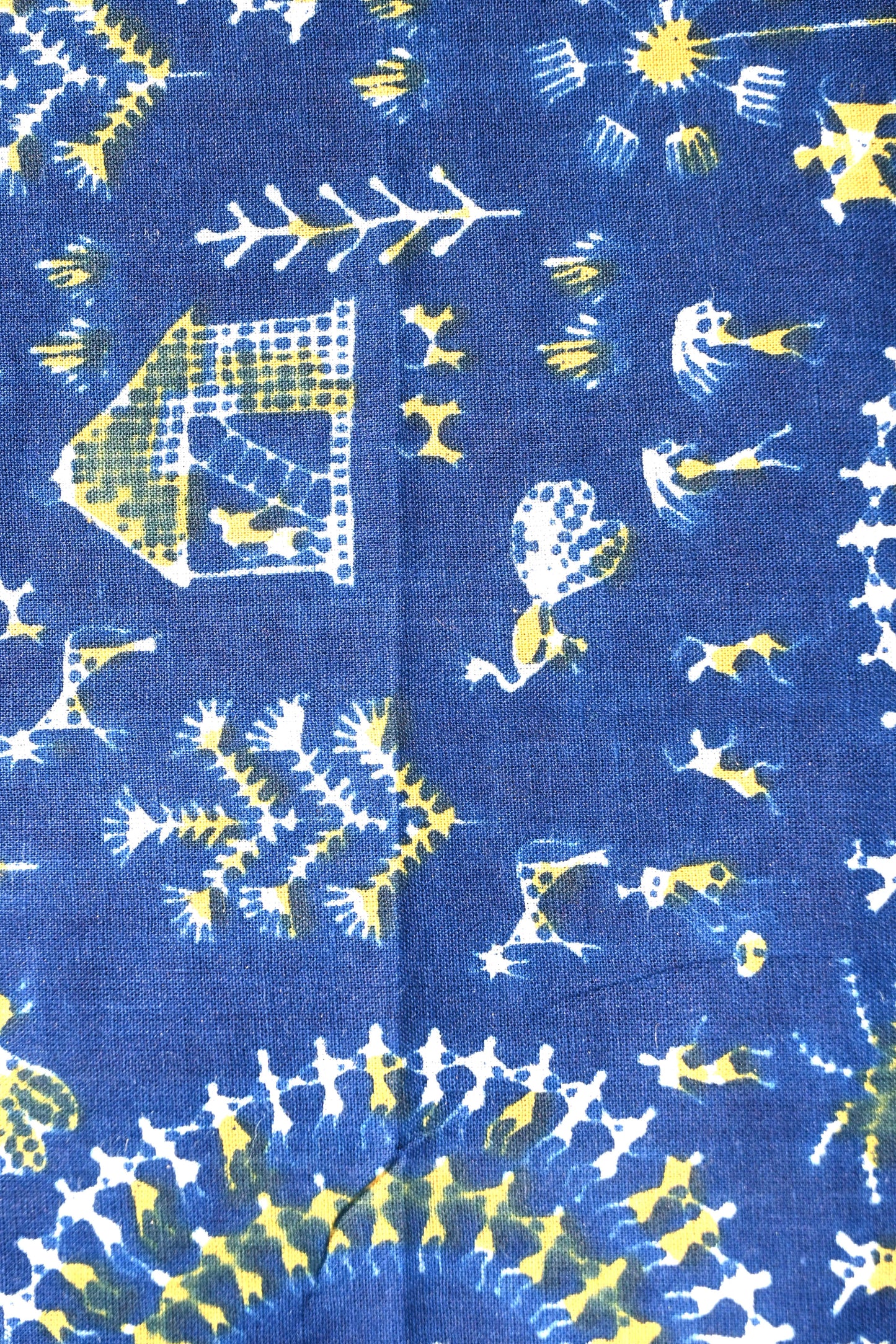 Sanganeri Leaf Print Blue Cotton Unstitched Fabric