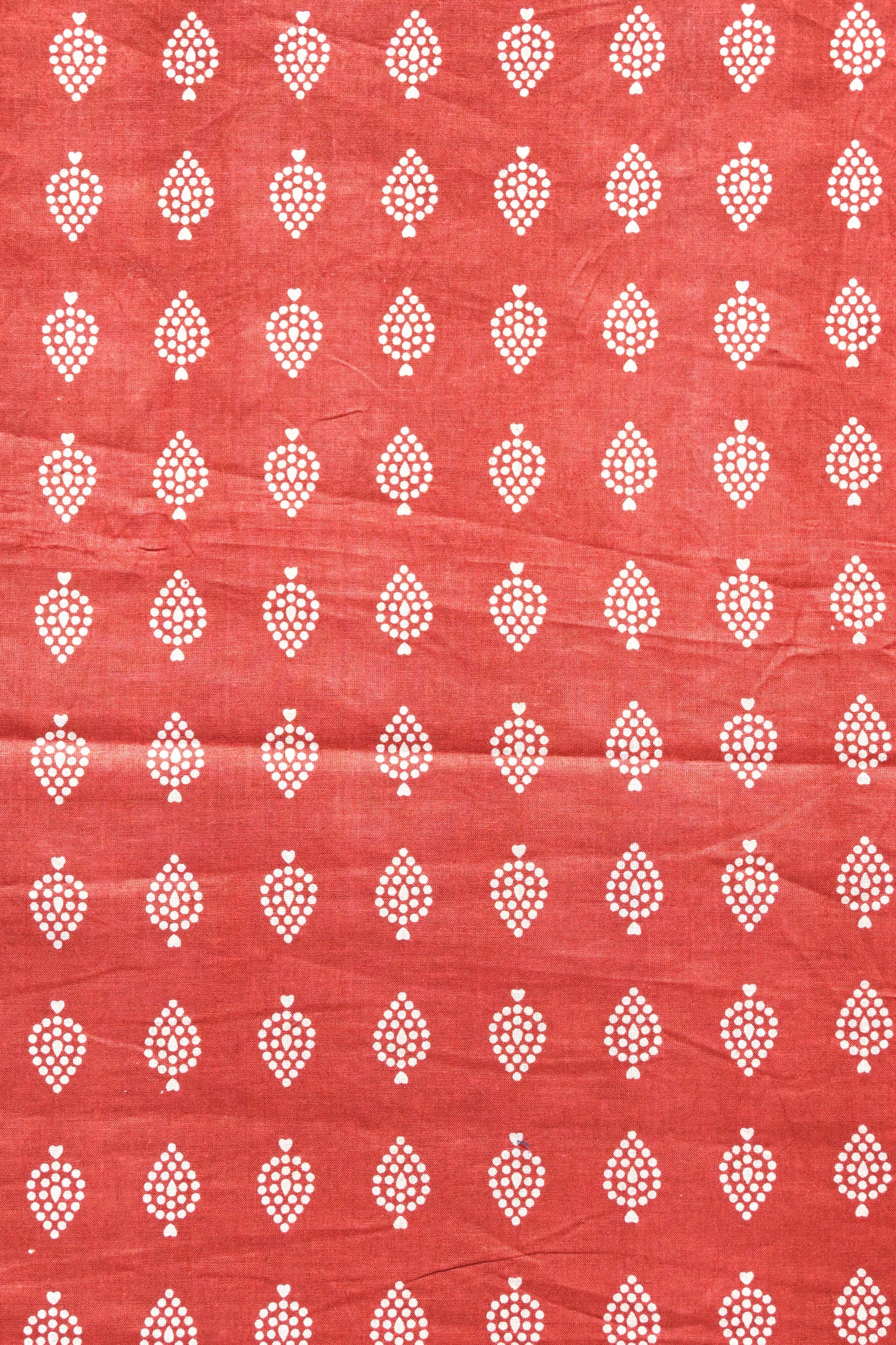 Sanganeri Red & White Butti Print Cotton Unstitched Fabric