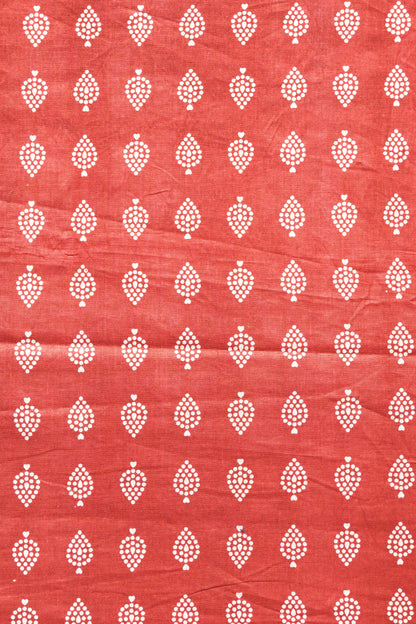 Sanganeri Red & White Butti Print Cotton Unstitched Fabric