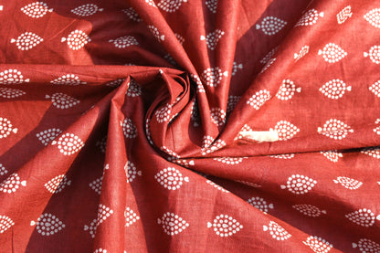 Sanganeri Red & White Butti Print Cotton Unstitched Fabric