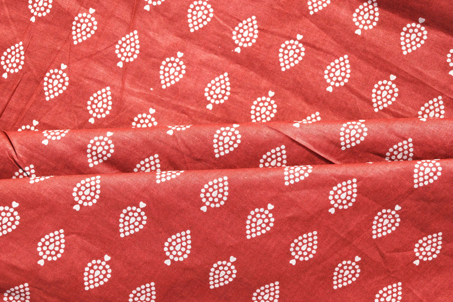 Sanganeri Red & White Butti Print Cotton Unstitched Fabric