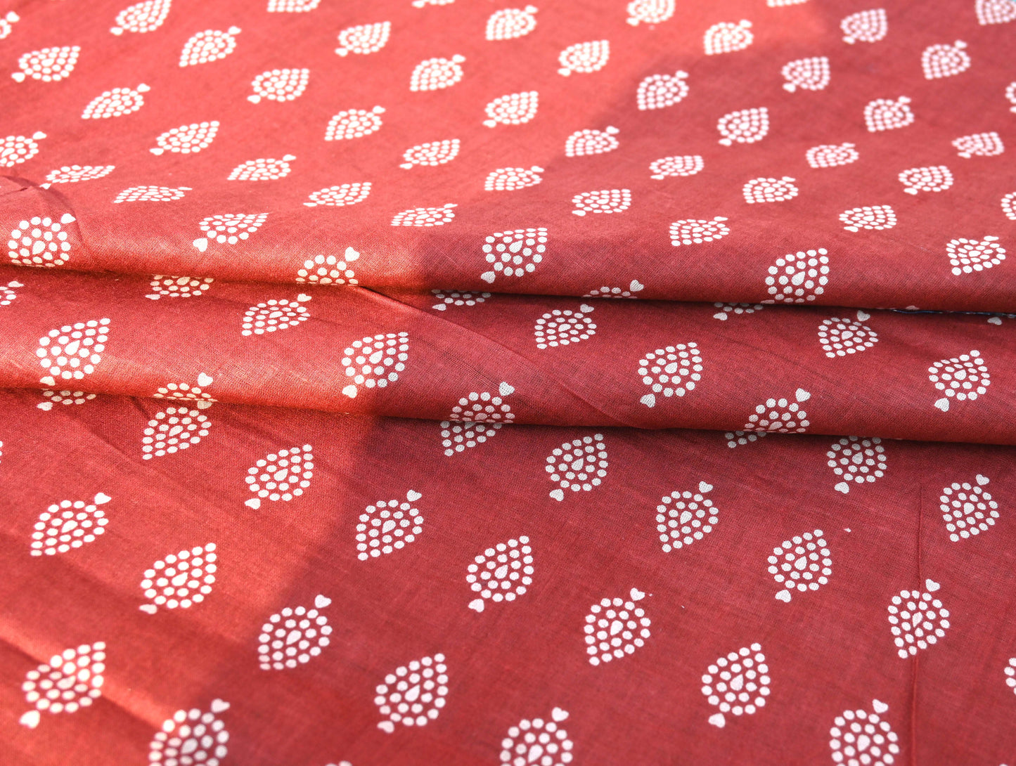 Sanganeri Red & White Butti Print Cotton Unstitched Fabric