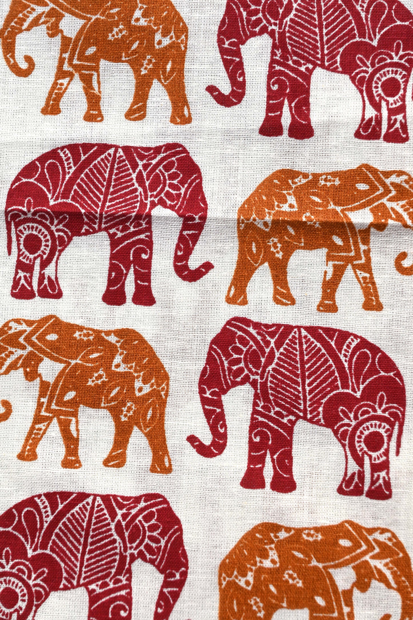 Sanganeri Elephant Print Cotton Fabric for Kurtis, Pants, Tops, Anarkali Dresses, Blouses, and Custom Outfits.