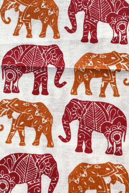 Sanganeri Elephant Print Cotton Fabric for Kurtis, Pants, Tops, Anarkali Dresses, Blouses, and Custom Outfits.