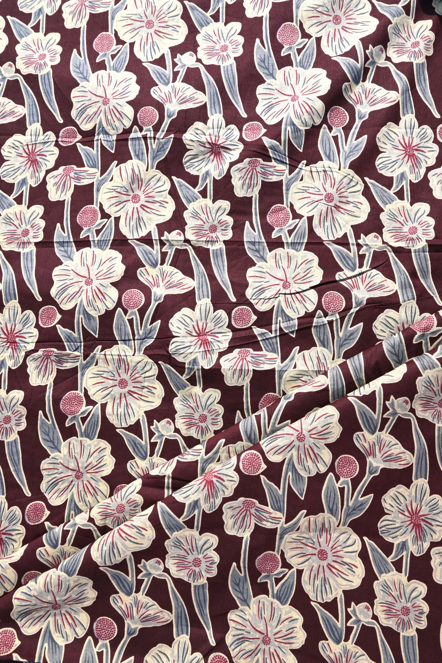 Sanganeri Pure Cotton Big Flower Unstitched Fabric Suitable For Kurtis, Pants, Tops, Anarkali Dresses, Blouses, and Custom Outfits